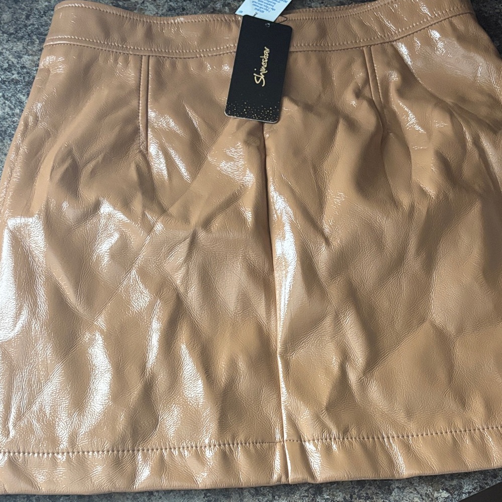 Abrand Shiny Tan Mini Skirt